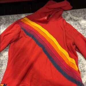 Red Hooded Sweater with Stripes